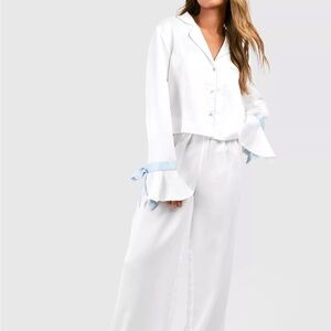Boohoo bridal something blue pants pajama set NEW never worn!